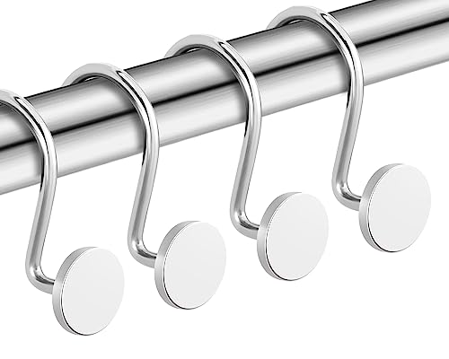 CHICTIE Chrome Shower Curtain Hooks Rustproof Shower Curtain Rings for Bathroom Metal Shower Hooks for Shower Curtain Rod Modern Decorative Shower Curtain Hangers Set of 12 Round Heavy Duty Design