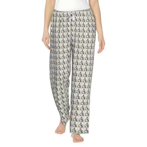 Pantalon de pyjama bonhomme de neige Noël femme doux confortable pour vêtement d'intérieur