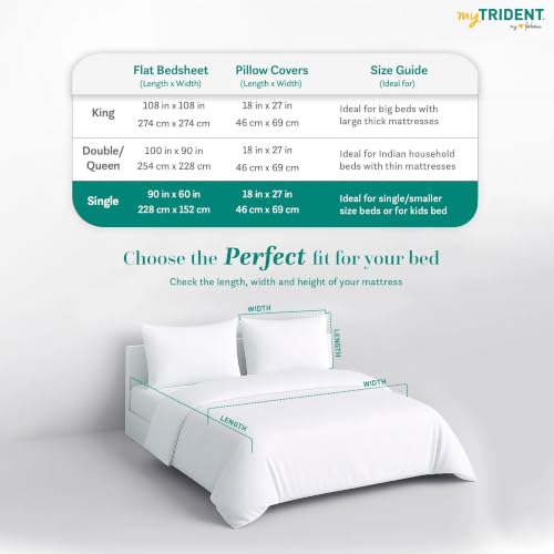 Image of myTrident Bedsheet for Single Bed Cotton| 210 TC | 60 inch x 90 inch | Orion