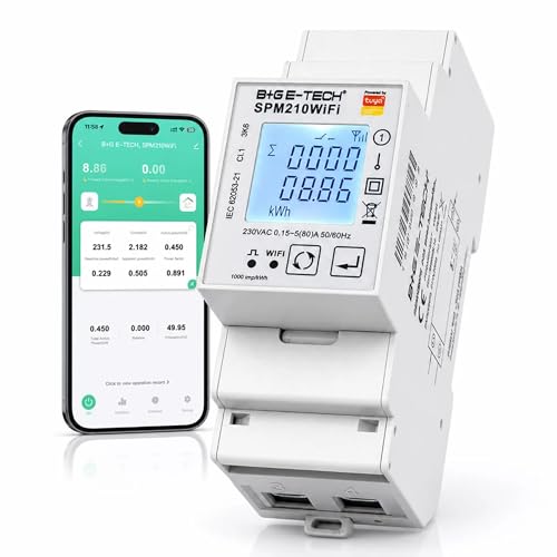 B+G E-Tech SPM210WiFi Stromzähler Hutschiene WLAN – Digitaler...