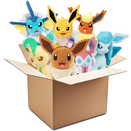 Pokemon 8' Eevee Evolution Plush Mystery Blind Box 2-Pack - Receive 1 Eevee & 1 Assorted Random Evolution Figure Stuffed Animal Toy - 2025 Officially...
