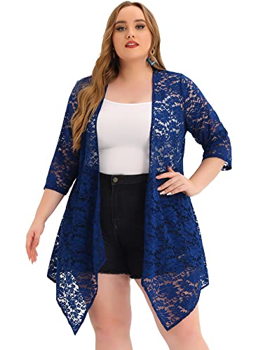 Image of Agnes Orinda Plus Size Cardigans for Women Open Front 3 /4 Sleeves Crochet Cover Ups Jackets 2024