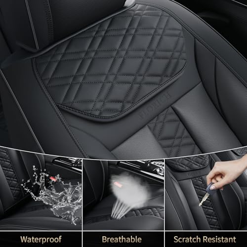 Image of FLORICH Seat Covers, Front Seat Covers 2 PCs, Automotive Seat Cover for Cars, Luxury Leather Universal Seat Cover Accessories Fit for Most Cars SUV Truck Sedans(Black)