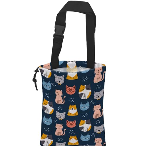 Image of Car Trash Bag Cute Cat Car Garbage Bag Hanging Car Trash Can for Back Seat with Drawstring