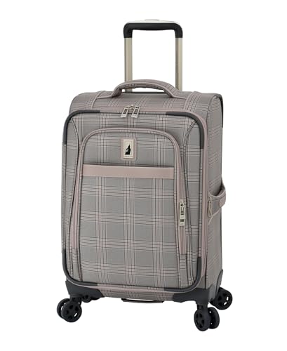 London Fog Brentwood IV 20" Expandable Spinner Carry-On Softside Suitcase, Rose Charcoal