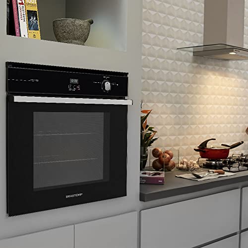 Forno de embutir a gás Brastemp 78 litros Preto com grill e timer touch - BOA84AE 220V