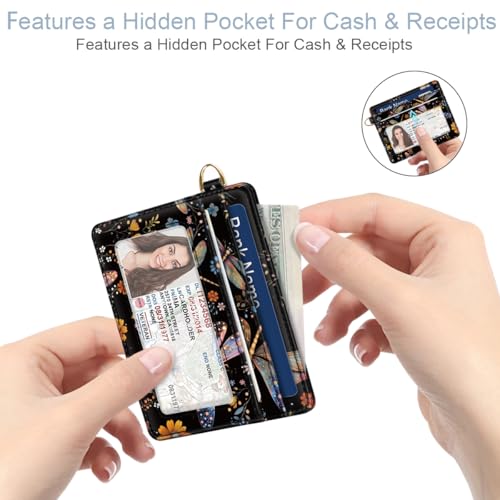 Image of Slim Minimalist Pocket Credit Card Holder Wallet Women | RFID Blocking Lightweight Thin Small Cute Card Cases, Dragonfly