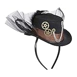 Widmann 09645 - Zylinder Steampunk, Mini Hut auf Haarreifen, viktorianische Steal, Kopfschmuck, Accessoire, Kostümzubehör, Mottoparty, Karneval