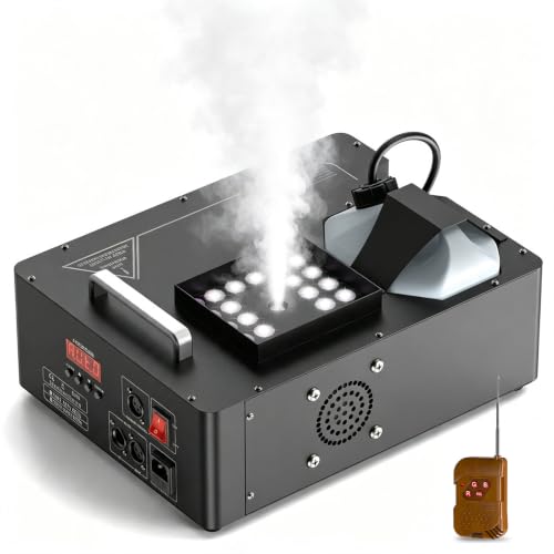 1500W Fog Machine with Lights 24 RGB LED Stage Smoke Machine Vertical Halloween Smoke Machine...