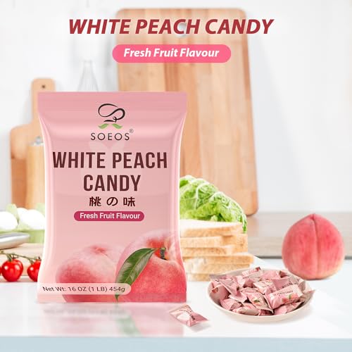Soeos White Peach Hard Candy, Classic Series Chinese Hard Candy, Holiday Candy 32 oz (Pack of 2)