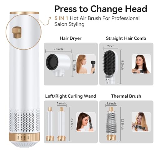 Image of Blow Dryer Brush 5 in 1: Ionic Hot Air Styler Hair Dryer Brush Blow Dryer Set for Curling Volumizing Straightening Styling