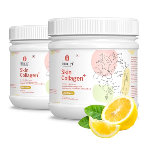 Image of Inaari Collagen Plus Powder, 400gm | Collagen Supplements For Women | Japanese Marine Collagen Type 1 & 3| Glutathione, Vitamin C&E For Healthy Glowing Skin | Hyaluronic Acid (Lime Combo)