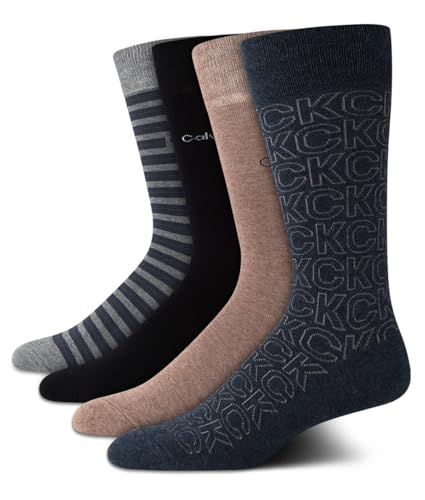 Calvin Klein Mens 4 Pack Soft Cotton Cushioned Crew Dress Socks