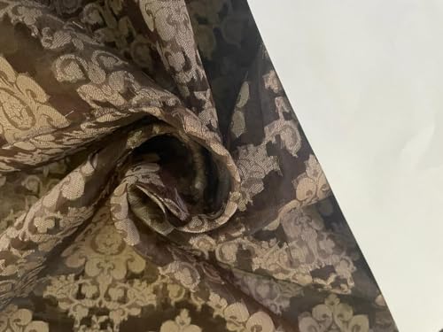 Tissu jacquard organza soie marron haut de gamme pour haute couture