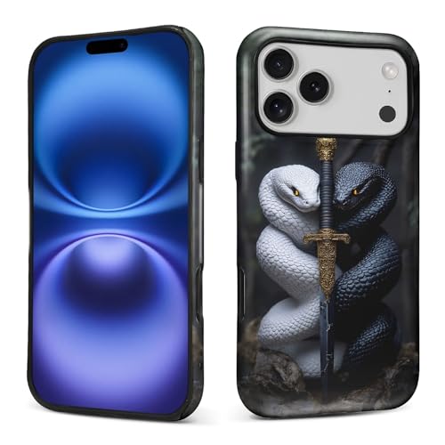 Coque iPhone 17 Pro Max serpent noir et blanc en silicone liquide mat