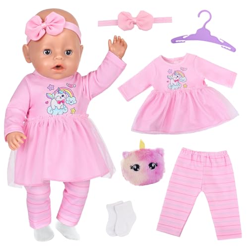Puppenkleidung für 36-43cm Baby Puppen, 6 Stück Kätzchen Süße Rosa Baby
