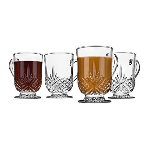 Godinger Coffee Mugs, Tea or Hot Water Glass Cups - Dublin Collection, Set of 4 Cover