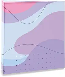 Álbum de fotos Ical, encadernação tradicional, para 120 fotos 10x15cm - envelope plástico transparente - linha Formas - modelo ondas azul e lavanda - 348