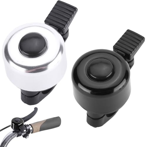 HABNI Timbre Bicicleta 2 Unidades Negro Blanco 5.1Cm X 3.1Cm Clásico Retro Adultos Niños Carretera Montaña Scooter Universal