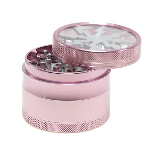 Vgzsyomqib Pink Grinder Edelstahl 63mm Gewürzmühle Crusher Mühle Groß Metall 4 Teilig Set für Spice Gewürze Herb Rosa Kräutermühle Mill mit Pollenfach - Blitz Silber