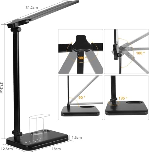 iVict Dual Swing Arm LED Desk Lamp, 5 Modes Touch Control Brightness Levels Desk Light with 45-Minute Auto-Off Timer - Image 3