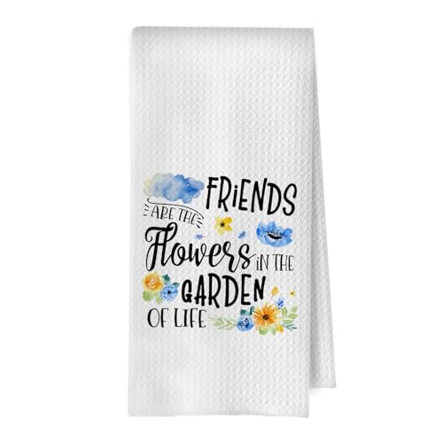 BlissfulAbon Hostess Gifts Dish Towels - Funny Decorative Waffle Weave Kitchen Towels, Friend Gifts Hand Tea Towel, Friends Gift for Women, 16×24 Inches