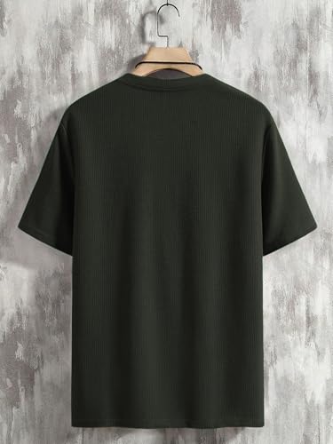 Image of TAGDO Men's Waffle Knitted V Neck|T Shirt for Man|Waffle|Cotton|Casual| Regular Fit Tees (2012)