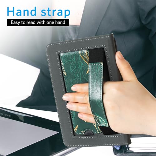 Image of CoBak Case with Stand for 6 inch Kindle (2024 & 2022, 11th Gen) - PU Leather Smart Cover with Auto Sleep /Wake & Hand Strap, Premium Protective Case for Kindle Basic,Green Pattern