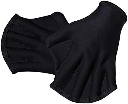 MansWill 1 Pair Aquatic Swimming Gloves, Frog Webbed Fitness Water Resistance Training Gloves/Neoprene Full Finger Gloves for Pool Playing Diving - Free Size