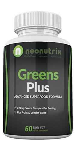 Superfood Supplement Greens, Fruit and Vegetable Immune Support 14 greens and 14 Fruits & Vegetables Made with Organic Ingredients Rich in Antioxidant Non-GMO 60 Tablets by Neonutrix - Made in USA