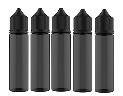 Chubby Gorilla V3 5X 60 ml Flacons PET pour E-Liquide - Flacons compte-gouttes (Flacon noir transparent avec bouchon noir, 60 ml