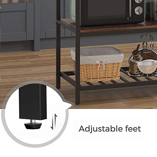 VASAGLE ALINRU Kitchen Island with 3 Shelves, Kitchen Shelf with Large Worktop, Stable Steel Structure, 47.2 x 23.6 x 35.4 Inches, Industrial, Easy to Assemble, Rustic Brown and Black UKKI01BX