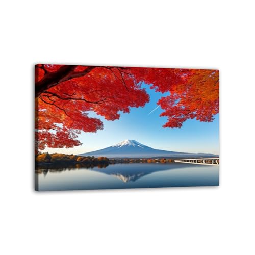 Large Canvas Wall Art Colorful Autumn Season Mountain morning fog