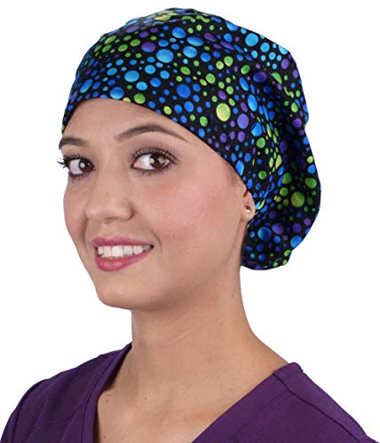Image of Sparkling EARTH Riley Medical Scrub Caps with Flat Front and Roomy Back - Adjustable Cord Lock Closure
