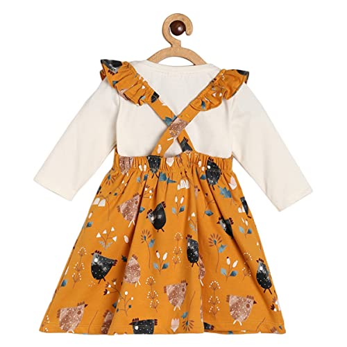 Image of miniklub Baby Round Neck Short Sleeve Knitted Cotton Pinny Set, Pack of 2 (Multi Color)