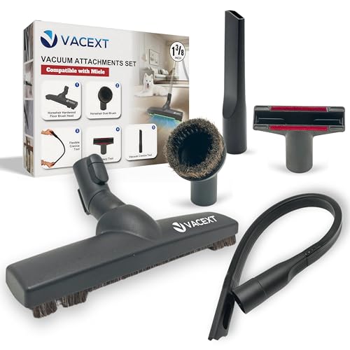 For Miele Vacuum Cleaner Attachments for Carpet, Tile Hard Floors, Dryer Vent, Corner, Car Detailing -Horsehair Hardwood Floor Brush, Flexible Crevice Tool & More Compatible with Miele C1 C2 C3