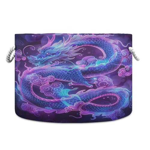 Jihqo Serious Dragon with Cloud Storage Basket Cotton Rope Baskets for Closet Fabric Laundry Baskets with Handle for Toy Home Office Room Organizer