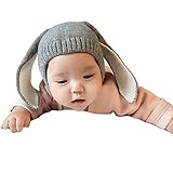 Way Be Live Baby Winter Warm Knit Hat Infant Toddler Kid Crochet Rabbit Ears Beanie Cap,Grey