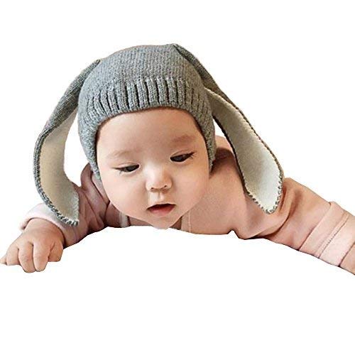 Way Be Live Baby Winter Warm Knit Hat Infant Toddler Kid Crochet Rabbit Ears Beanie Cap,Grey