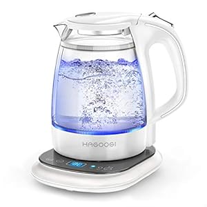 HAGOOGI 電気ケトル ガラス 1.0L LEDライト付き 二重構造 火傷防止 7段階温度調節/24時間保温/空焚き防止 ポット湯沸かし 小型 おしゃれ お手入れカンタン 紅茶 お茶 コーヒー…
