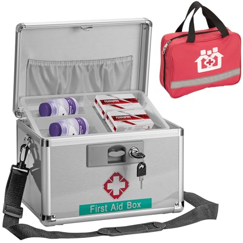 Cassetta di sicurezza per medicinali con chiave scatola per con serratura 29 x 19 x 19 cm ã€Mediaã€+borsa di pronto soccorso