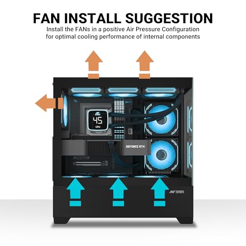 Image of Ant Esports Crystal Z3 Mid-Tower Computer Case /Gaming Cabinet - Black | Support ATX, M-ATX, ITX | Pre-Installed 3 ARGB Fans