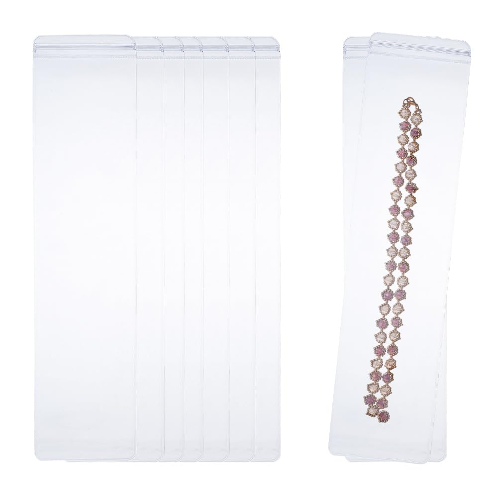 SOFPLATE 20Pcs 2.9x11.85 inch Clear Zipper Jewelry Bags PVC Jewelry Pouch Bulk Antitarnish Plastic Transparent Storage Bag Resealable Ziplock Poly Pouches for Packaging Jewelry Rings Earrings Beads
