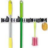 Coolreall™ Broom Hanger Garage Organizer, Mop Broom Holder Wall Mounted Rack Gardening Shed Tool Hook Garage Storage with 4 Positions 5 Hooks