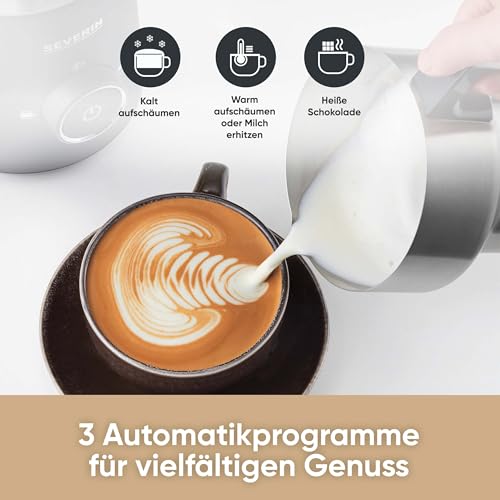 Foto von SEVERIN SPUMA 500 Induktions-Milchaufschäumer, Easy-Select-Drehregler, LED-Lichtring mit Statusanzeige, einfache Reinigung, Barista-Ausgusszotte, Edelstahl-gebürstet, schwarz, SM 3585