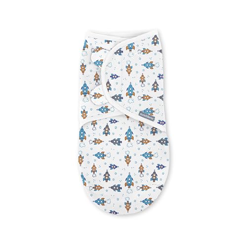 Image of SwaddleMe by Ingenuity Original Swaddle, 100% Cotton, Improves Sleep & Calms Startle Reflex, 3-6 Months, 1.0 TOG, Baby Swaddle Blanket - Superstar (Pack of 12)