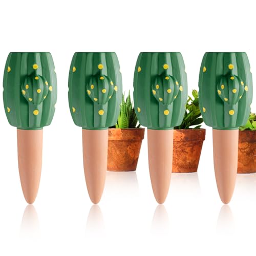 MKNZOME Oyas a Planter Terre Cuite, 4 Pièces Arrosage Goutte à Goutte Ollas Terre Cuite Arrosage Automatique Plantes Irrigation Goutte a Goutte Bouteille...