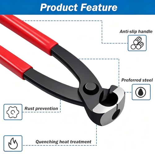 Image of Ear Clamp Pliers 9 Inch Front and Side Jaw Hose Clamp Crimping Tool Carbon Steel Pinch Clamp Pliers Install Remove Clamp Nail Puller Tool for repairing pipes, fuel lines