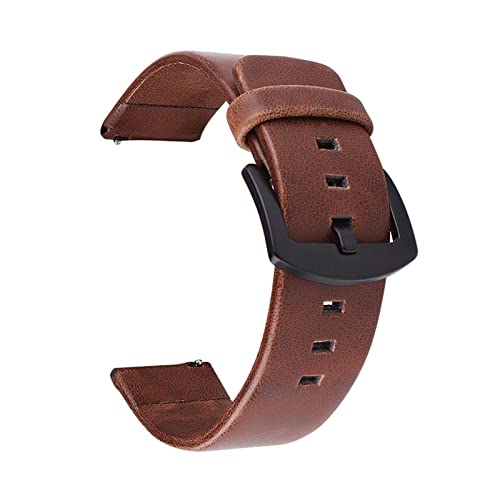 DSGVFNE Bandoues de montre en cuir 18 mm 20 22 24 épingles libération noires Brown Women Men Hommes Watch Strap Belt With Black Buckle(Brown,22mm)
