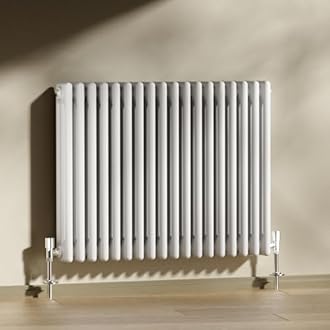Heilmetz Column Radiator Horizontal Double, 600x830mm Traditional Cast Iron Style 2 Column Radiators Central Heating Radiator White